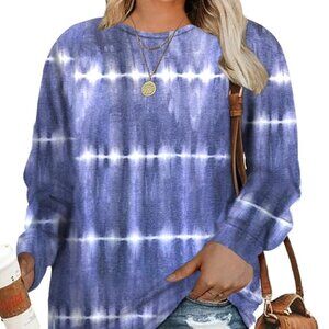 DOLNINE Plus-Size Women's 14W-20W Casual Sweatshirt Top Side Slit Pullover Shirt